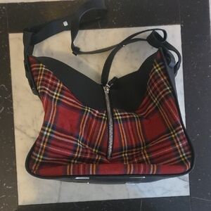 Loewe Red and Black Plaid Shoulder Bag